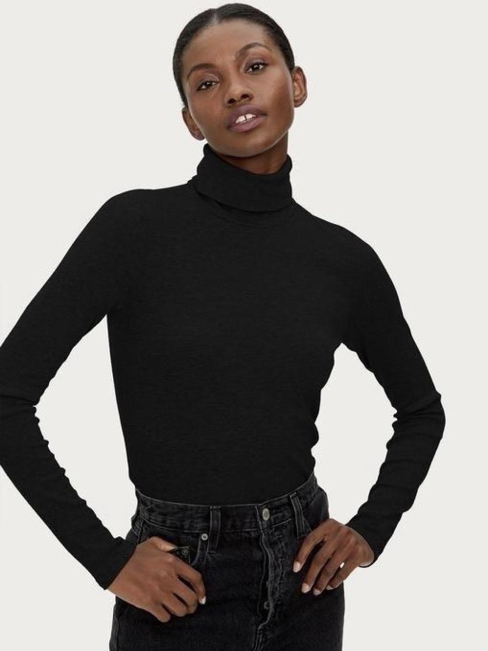 Michael Stars Black Long Sleeve Turtleneck Top OS